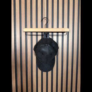 New Something Special Hat Adjustable Black Cap Faux Duck Leather PVC Blend Cap